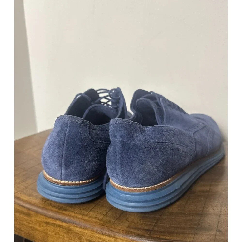 Cole Haan Grand OS Men’s 13 Navy Suede Wingtip Oxford Dress Shoes